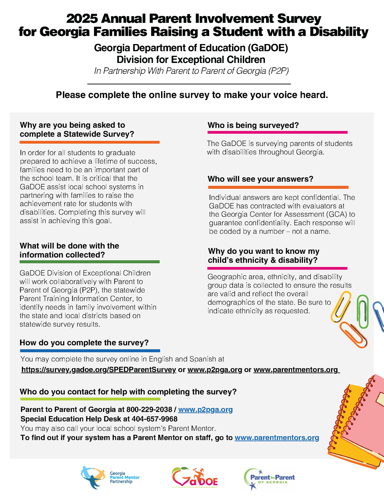 Special Education parent survey flyer